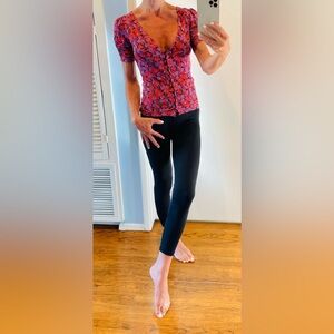 Free People Ruched Fitted Blouse Red/Pink/Purple 
New without tag